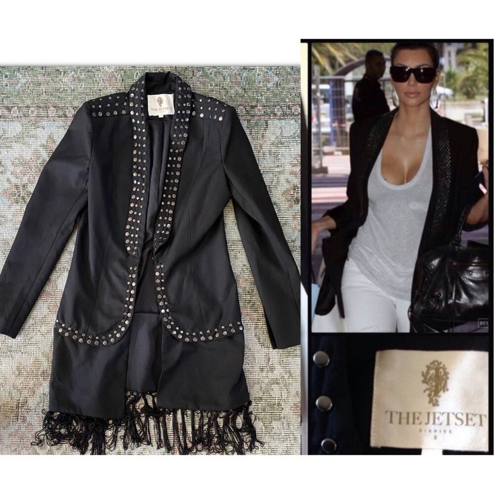 The Jetset Diaries Studded Blazer Jacket fringe Dress black Size S